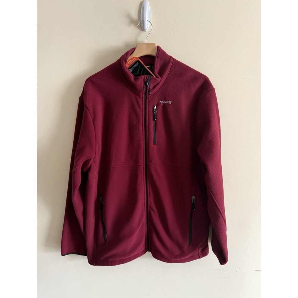 Solaris Men’s Maroon Red 200s Weight Fleece Zip Jacket Athletic NEW XL